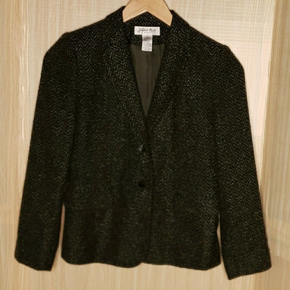 Judith Hart Womens Petite Green Tweed Blazer 6P